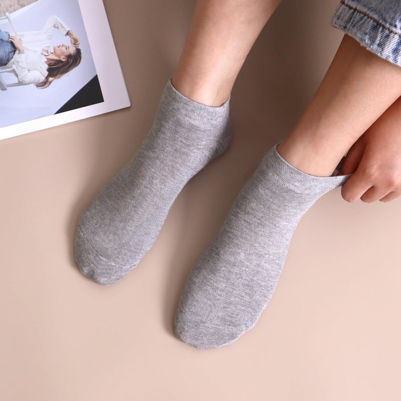 SERISIMPLE Women Viscose Bamboo Ankle Socks Low Cut Thin Sock Lightweight Pastal Color Soft Sock 5 Pairs(Grey, Large) - Image 4